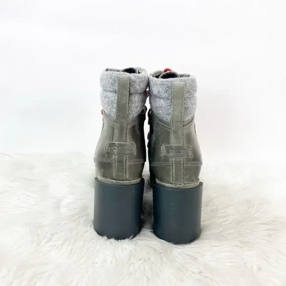 NWOB Sorel US 11 Womens Quarry Grey Blake Lace-Up Block Leather Waterproof Boots - Picture 4 of 11